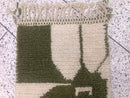 Abstract Green & Cream Morocan Wool Runner Rug – Handmade Berber Art Carpet – Custom Sizes Available, Modern Minimalist Wool Rug by 100kends