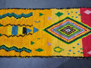 Custom Moroccan Yellow & Red Runner Rug | Berber Wool Hallway Runner with Geometric Patterns | Handwoven Beni Ourain Style – 100kends