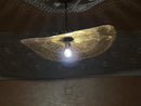 Handcrafted Moroccan Brass Half Pendant Light – Sculpted Wavy Ceiling Lamp with Pierced Shade | Boho, Modern, Oriental Lighting Decor