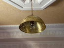 Half Round Moroccan Brass Pendant Light – Handmade Dome Ceiling Fixture with Pierced Design – Arabic Boho Hanging Lamp for Home Décor