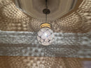 Handmade Moroccan round brass pendant with scallop-cut filigree design. Perfect boho light fixture for dreamy shadows and elegant any decor