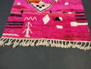 Pink Bohemian Wool Berber Rug | Handmade Moroccan Azilal Rug | Artistic Boujaad Geometric Hand Knotted Beni Ourain | Custom Sizes Available