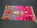 Pink Bohemian Wool Berber Rug | Handmade Moroccan Azilal Rug | Artistic Boujaad Geometric Hand Knotted Beni Ourain | Custom Sizes Available