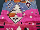 Pink Bohemian Wool Berber Rug | Handmade Moroccan Azilal Rug | Artistic Boujaad Geometric Hand Knotted Beni Ourain | Custom Sizes Available
