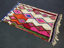 Custom Moroccan Rug – Handmade Artistic Berber Wool Rug with Pink, Blue & Orange Diamond Patterns – Abstract Boho Tapis Marocain by 100kends