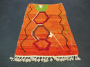 Handmade Moroccan Beni Ourain Rug – Bright Orange Berber Carpet with Geometric Patterns, Wool Tapis Berbere, Custom Large & Small Area Rug