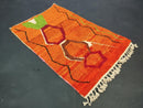 Handmade Moroccan Beni Ourain Rug – Bright Orange Berber Carpet with Geometric Patterns, Wool Tapis Berbere, Custom Large & Small Area Rug
