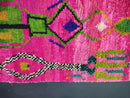 Vibrant Handmade Abstract Pink Morocan Wool Rug | Custom Sizes | Funky Berber Boho Art Rug | Bright Tribal Geometric Wool Carpet by 100kends
