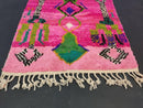 Vibrant Handmade Abstract Pink Morocan Wool Rug | Custom Sizes | Funky Berber Boho Art Rug | Bright Tribal Geometric Wool Carpet by 100kends