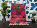 Vibrant Handmade Abstract Pink Morocan Wool Rug | Custom Sizes | Funky Berber Boho Art Rug | Bright Tribal Geometric Wool Carpet by 100kends