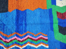 Handmade Custom Moroccan Rug – Bold Blue Berber Beni Ourain Carpet, Colorful Wool Bohemian Style Nursery Rug, Small, Large Sizes by 100kends