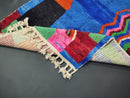 Handmade Custom Moroccan Rug – Bold Blue Berber Beni Ourain Carpet, Colorful Wool Bohemian Style Nursery Rug, Small, Large Sizes by 100kends