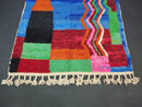 Handmade Custom Moroccan Rug – Bold Blue Berber Beni Ourain Carpet, Colorful Wool Bohemian Style Nursery Rug, Small, Large Sizes by 100kends