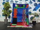 Handmade Custom Moroccan Rug – Bold Blue Berber Beni Ourain Carpet, Colorful Wool Bohemian Style Nursery Rug, Small, Large Sizes by 100kends