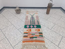 Colorful Moroccan Wool Runner Rug – Abstract Berber Handmade Rug with Pink, Green & Orange Patterns | Hallway Morocan Runner rug by 100kends