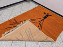 Handmade Moroccan Berber Rug – Custom Beni Ourain Wool Carpet in All Sizes, Modern Orange Morocco Rug with Black Abstract Tree Design