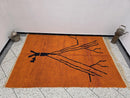 Handmade Moroccan Berber Rug – Custom Beni Ourain Wool Carpet in All Sizes, Modern Orange Morocco Rug with Black Abstract Tree Design