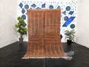 Handmade Moroccan Orange Brown Rug – Berber Shaggy Area Carpet, Minimalist Indigo Style, Custom Wool Rug, Modern Moroccan Area Rug