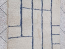 Custom Moroccan Rug – Handmade Wool Berber Carpet, White and Blue Abstract Tribal Azilal Rug, Large Authentic Bohemian Area Rug by 100kends