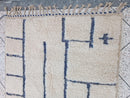 Custom Moroccan Rug – Handmade Wool Berber Carpet, White and Blue Abstract Tribal Azilal Rug, Large Authentic Bohemian Area Rug by 100kends