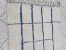 Custom Moroccan Rug – Handmade Wool Berber Carpet, White and Blue Abstract Tribal Azilal Rug, Large Authentic Bohemian Area Rug by 100kends
