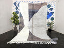 Custom Moroccan Mrirt Rug – Neutral Abstract Wool Rug | High Pile Handmade Luxury Carpet | Modern Geometric Area Rug – All Sizes by 100kends