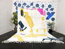 Custom Moroccan Mrirt Rug – Abstract Wool Rug in White, Yellow, Pink & Black – Handmade Luxury Carpet – Geometric Boho Design by 100kends