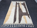 Custom Mrirt Wool Rug – Abstract Moroccan Design in Cream, Beige & Brown | Handmade High Quality Soft Wool Area Rug by 100kends