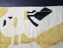 Custom Moroccan Mrirt Rug – Abstract Wool Rug in White, Yellow, Pink & Black – Handmade Luxury Carpet – Geometric Boho Design by 100kends