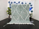 Handmade Green Moroccan Mrirt Wool Rug – Diamond Pattern | Custom Sizes 3x5ft to 15x15ft | Deep Pile Tribal Berber Rug from Atlas Mountains