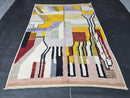 Modern Mrirt Rug – Handmade Abstract Moroccan Wool Rug with Bold Geometric Pastel Colors – Luxury High Quality Custom Berber rug by 100kends
