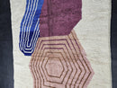 Custom Moroccan Mrirt Rug – Handmade Geometric Wool Carpet in Pink, Brown, Blue & White – Abstract Berber Design – Any Size by 100kends