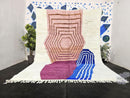 Custom Moroccan Mrirt Rug – Handmade Geometric Wool Carpet in Pink, Brown, Blue & White – Abstract Berber Design – Any Size by 100kends