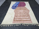 Custom Moroccan Mrirt Rug – Handmade Geometric Wool Carpet in Pink, Brown, Blue & White – Abstract Berber Design – Any Size by 100kends