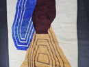 Custom Moroccan Mrirt Rug – Handwoven Abstract Wool Rug with Blue, Burgundy, Yellow & Beige Tones – Geometric Modern Floor Decor by 100kends