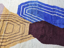 Custom Moroccan Mrirt Rug – Handwoven Abstract Wool Rug with Blue, Burgundy, Yellow & Beige Tones – Geometric Modern Floor Decor by 100kends