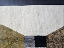 Custom Morocan Mrirt Wool Rug – Mustard, Navy & Brown Funnel Design | Modern Geometric Boho Carpet | Handwoven Luxury Wool Decor by 100kends