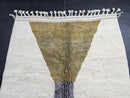 Custom Morocan Mrirt Wool Rug – Mustard, Navy & Brown Funnel Design | Modern Geometric Boho Carpet | Handwoven Luxury Wool Decor by 100kends