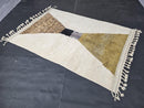 Custom Morocan Mrirt Wool Rug – Mustard, Navy & Brown Funnel Design | Modern Geometric Boho Carpet | Handwoven Luxury Wool Decor by 100kends