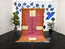 Custom Moroccan Rug – Pink & Orange Abstract Handmade Wool Carpet – Beni Ourain Berber Rug – Terracotta and Cream Custom Runner by 100kends