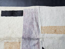 Custom Abstract Moroccan Mrirt Wool Rug - Handmade Cream, Beige, Lavender & Black Area Carpet - Minimalist Boho Berber Floor Art by 100kends