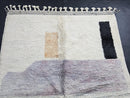 Custom Abstract Moroccan Mrirt Wool Rug - Handmade Cream, Beige, Lavender & Black Area Carpet - Minimalist Boho Berber Floor Art by 100kends