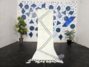 Custom White Moroccan Mrirt Runner Rug – Handwoven Wool Narrow Zigzag Hallway Carpet – Minimalist Boho Long Beni Style – high quality Wool
