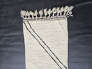 Custom White Moroccan Mrirt Runner Rug – Handwoven Wool Narrow Zigzag Hallway Carpet – Minimalist Boho Long Beni Style – high quality Wool