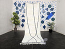 Custom Moroccan Runner Mrirt Rug - Handmade White Wool Rug with Black Lines - Minimalist Berber Hallway Rug - Beni Style Rug by 100kends
