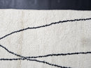 Custom Moroccan Runner Mrirt Rug - Handmade White Wool Rug with Black Lines - Minimalist Berber Hallway Rug - Beni Style Rug by 100kends