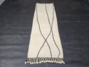 Custom Moroccan Runner Mrirt Rug - Handmade White Wool Rug with Black Lines - Minimalist Berber Hallway Rug - Beni Style Rug by 100kends