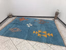 Custom Moroccan Rug – Handmade Berber Wool Carpet, Boho Beni Ourain Style, Blue Bohemian Living Room Area Rug, Modern Custom wool Size rug