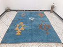 Custom Moroccan Rug – Handmade Berber Wool Carpet, Boho Beni Ourain Style, Blue Bohemian Living Room Area Rug, Modern Custom wool Size rug
