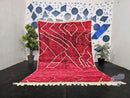 Handwoven Red Moroccan Rug – Custom Wool Berber Love Rug with Heart Motif – Shaggy Boho Carpet – Handmade Deep Red Floor Art rug by 100kends